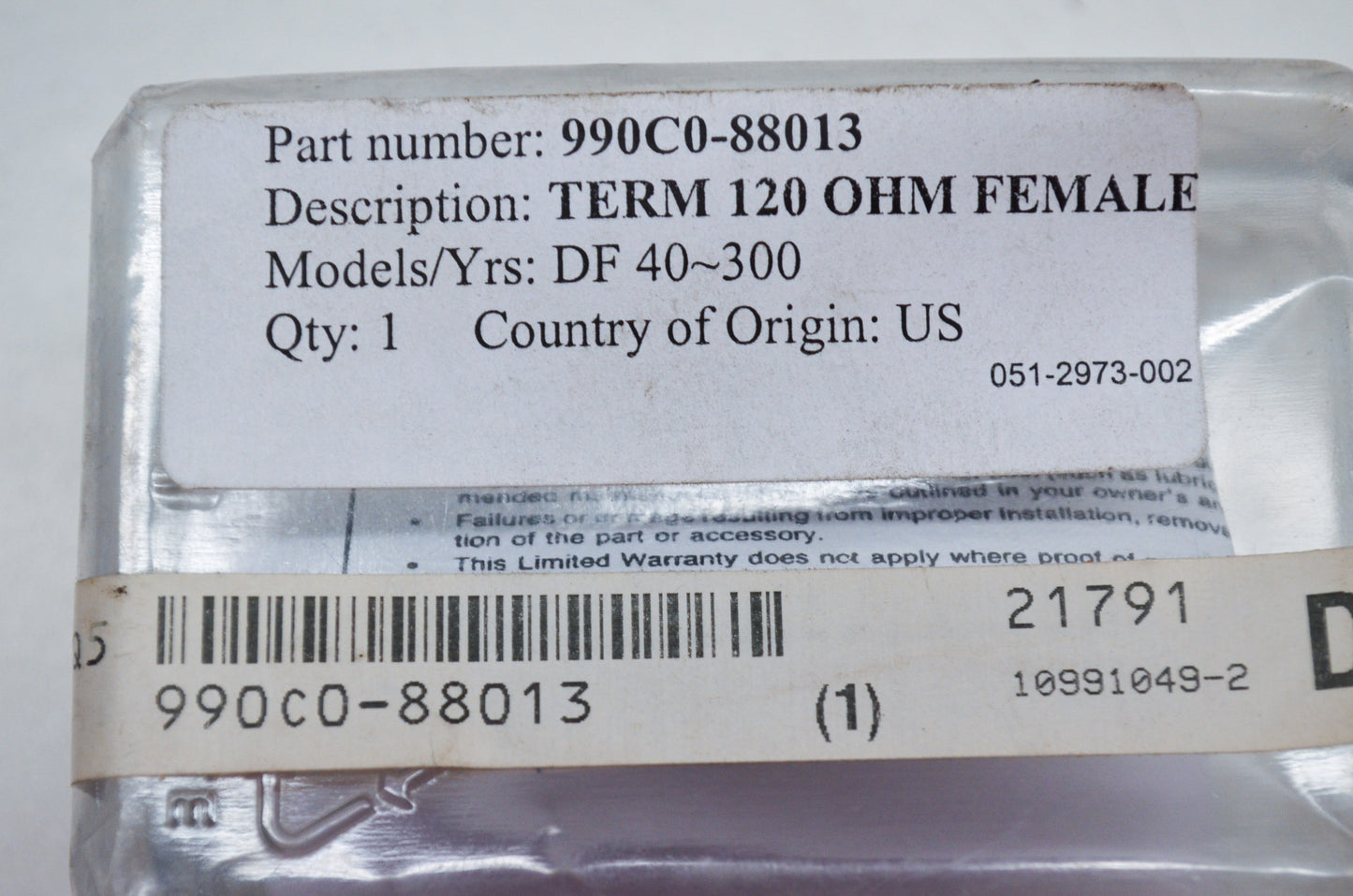 New OEM Suzuki 120 OHM Female Terminating Resistor NOS