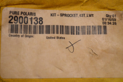OEM Polaris 2900138 43T Sprocket Kit NOS