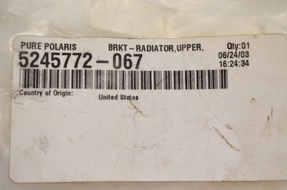 OEM Polaris 5245772-067 Black Upper Radiator Bracket NOS