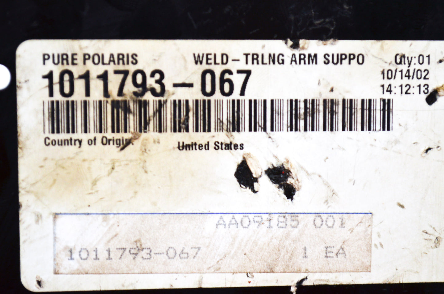 OEM Polaris 1011793-067 Black Right Trailing Arm Support NOS