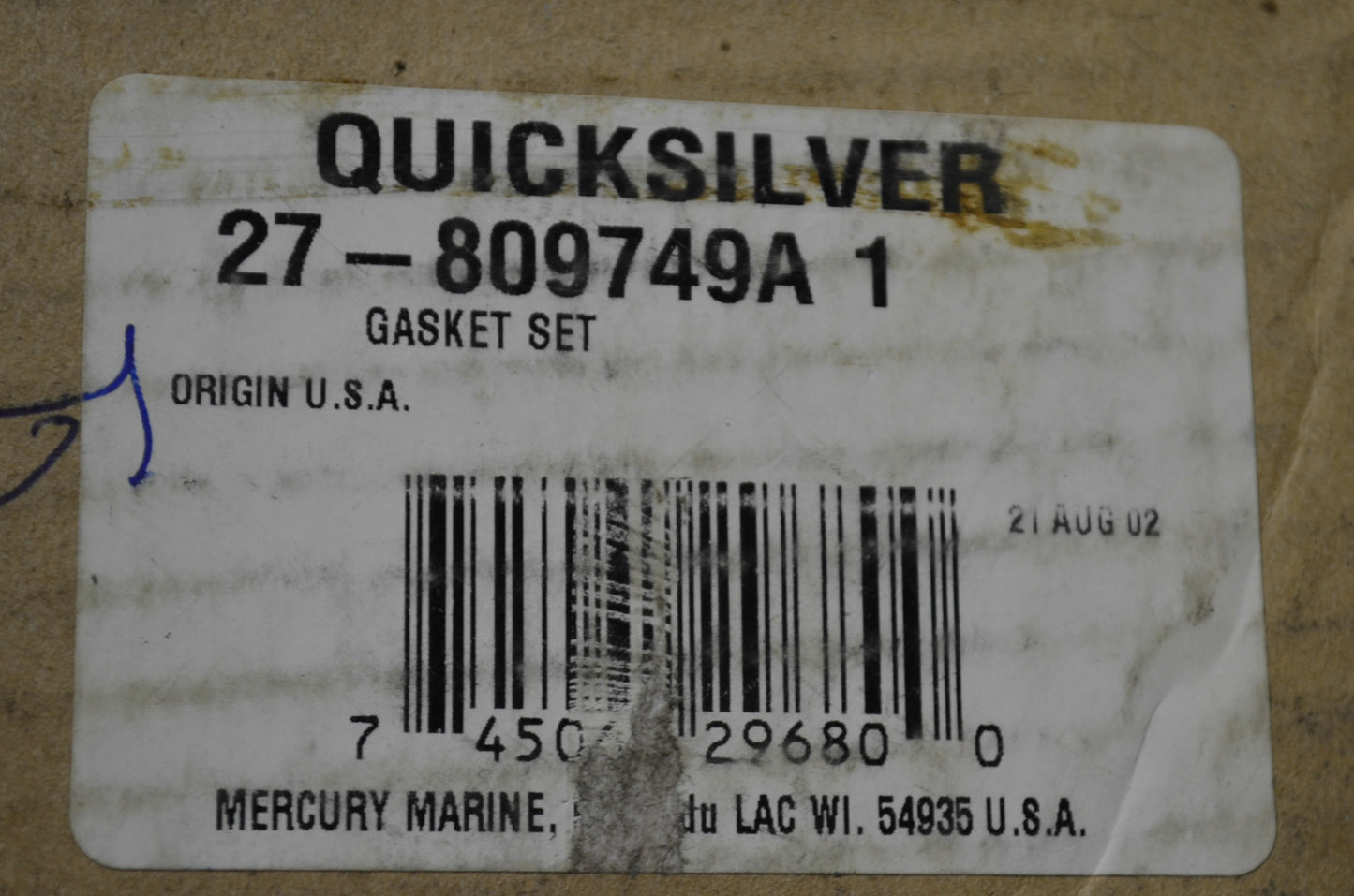 OEM Mercury 27-809749A 1 Gasket Kit NOS