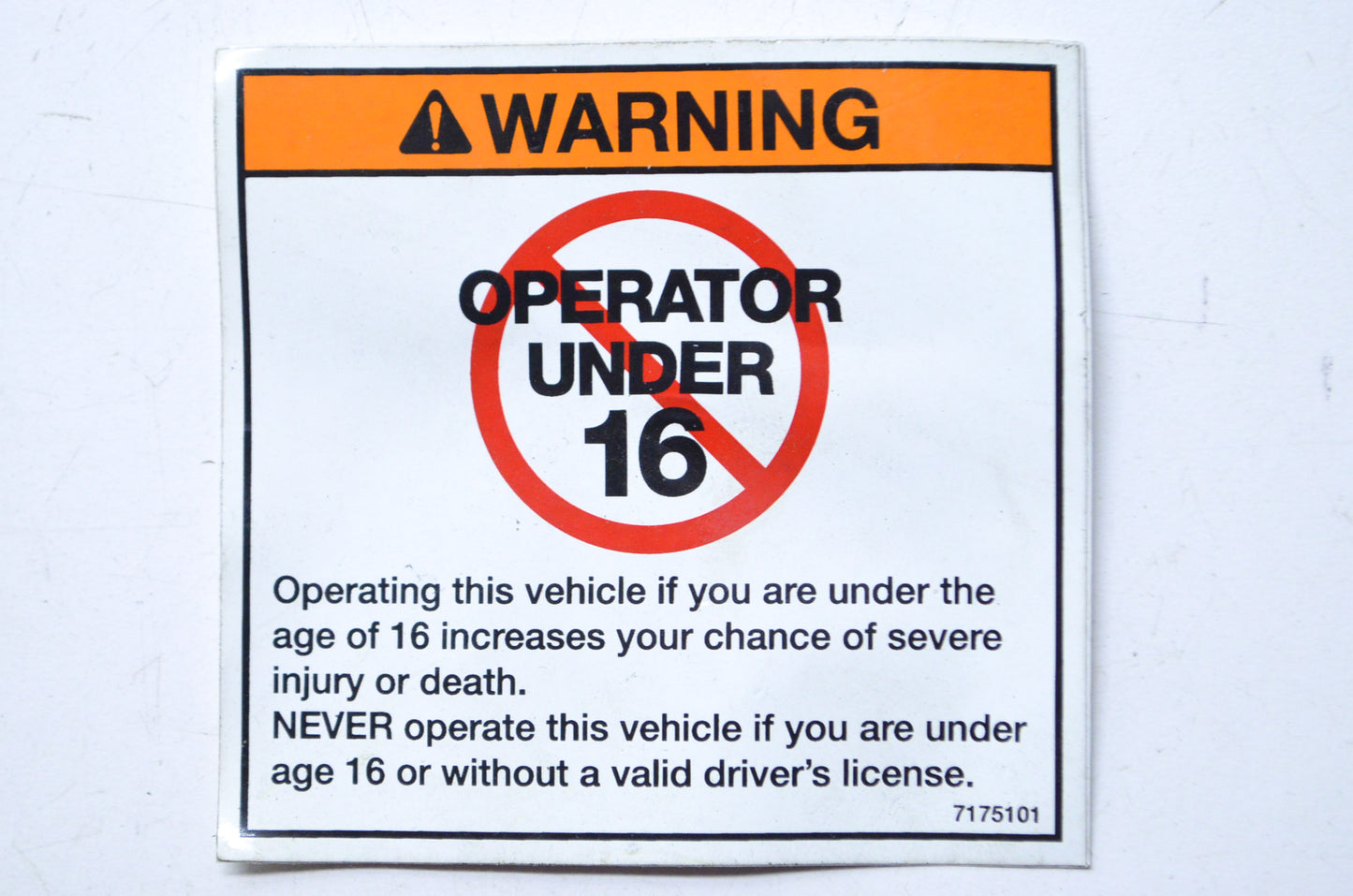 New OEM Polaris Age Warning Decal NOS