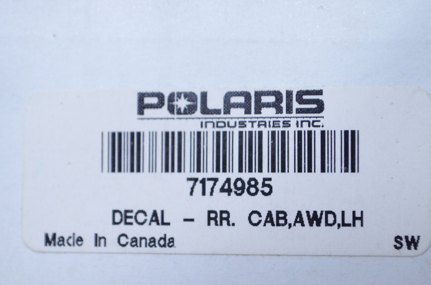 New OEM Polaris Left Rear Cab AWD Decal NOS