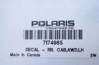 New OEM Polaris Left Rear Cab AWD Decal NOS