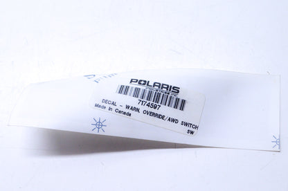 New OEM Polaris Override/AWD Switch Warning Decal NOS