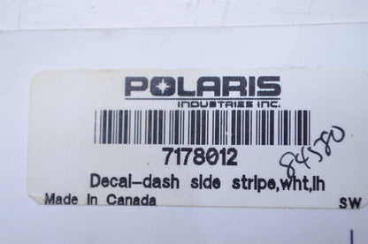 OEM Polaris 7178012 Left White Dash Side Stripe Decal NOS