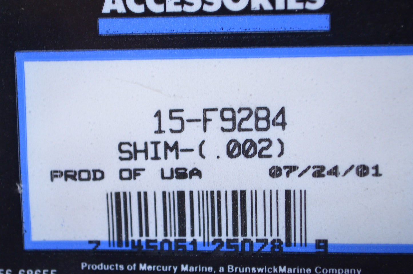 OEM Mercury 15-F9284 Shim NOS