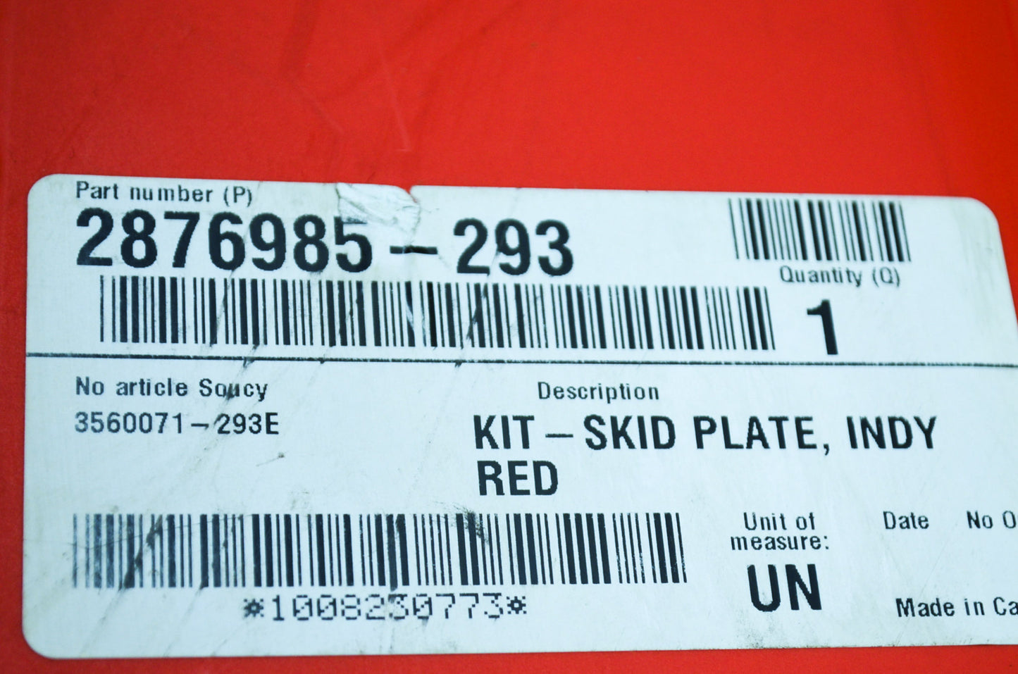 OEM Polaris 2876985-293 Red Skid Plate NOS