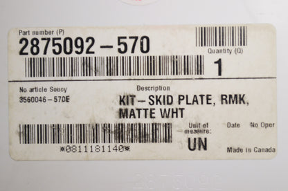 OEM Polaris 2875092-570 Skid Plate Kit Matte White NOS