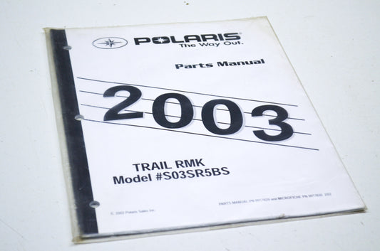 OEM Polaris 9917829 Parts Book 03 TRAIL RMK NOS
