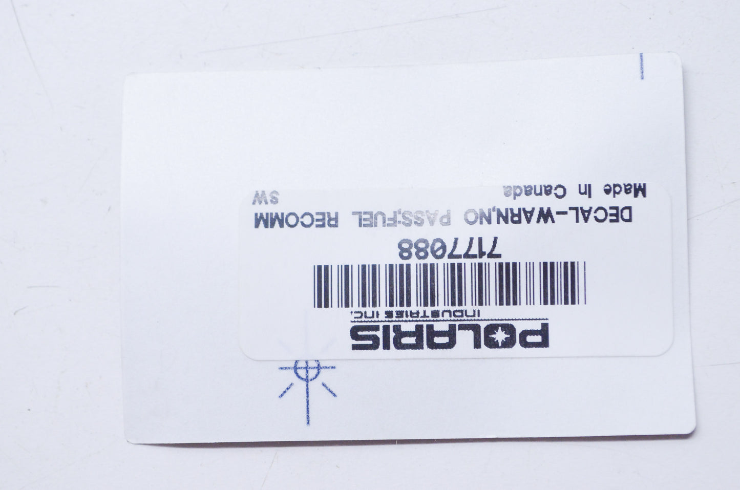 No Passenger/Fuel Recommended Warning Decal NOS