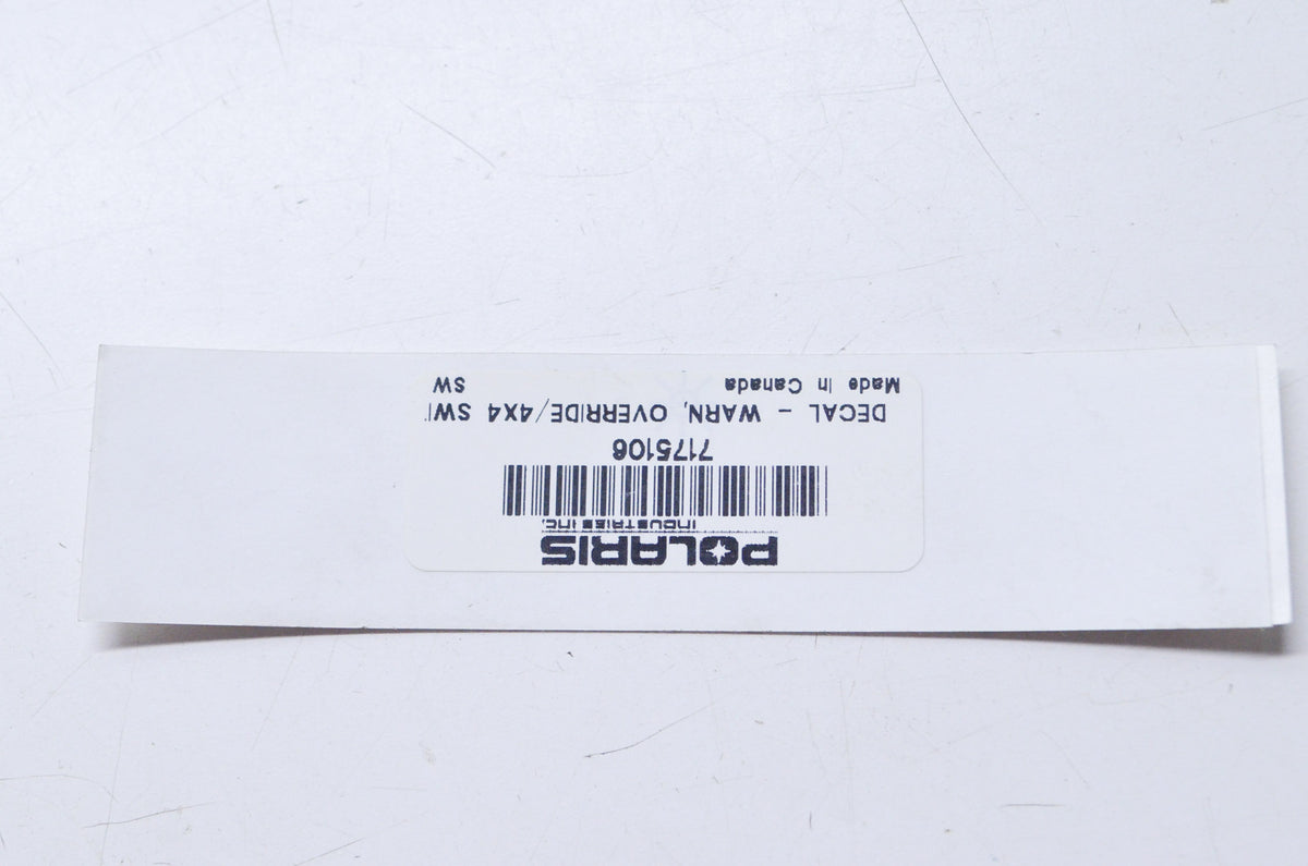 OEM Polaris 7175106 Override/4x4 Switch Warning Decal NOS