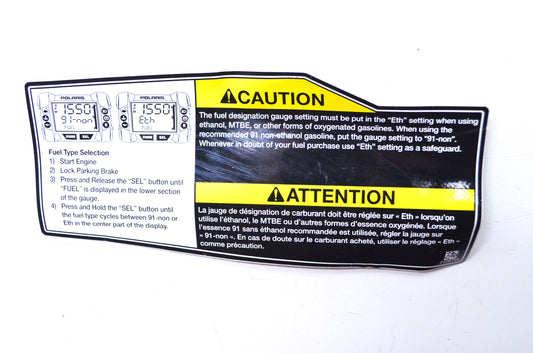 OEM Polaris 7178714 Select Fuel Type Caution Decal NOS
