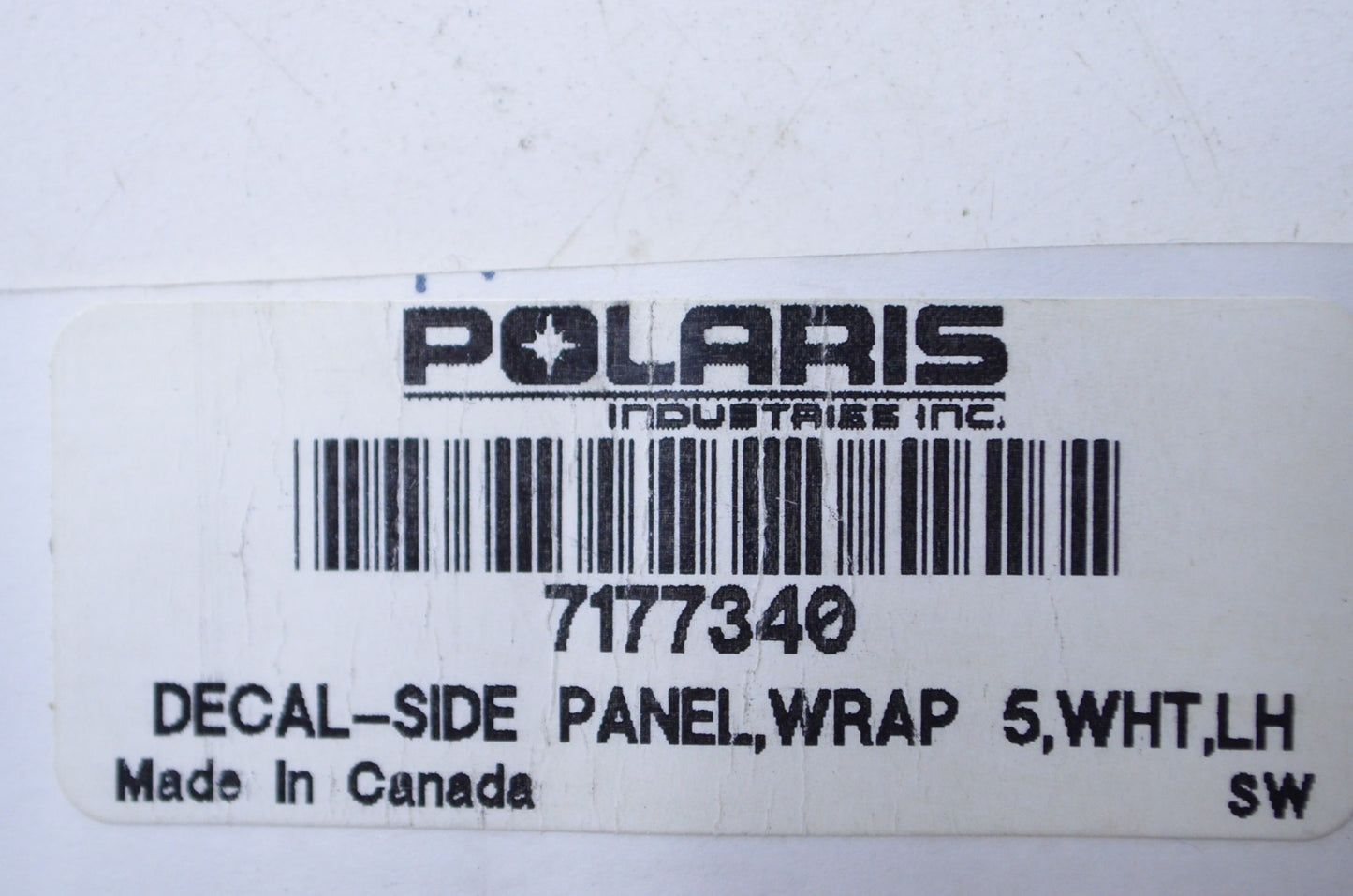 OEM Polaris 7177340 Left Hand White Wrap 5 Side Panel Decal NOS