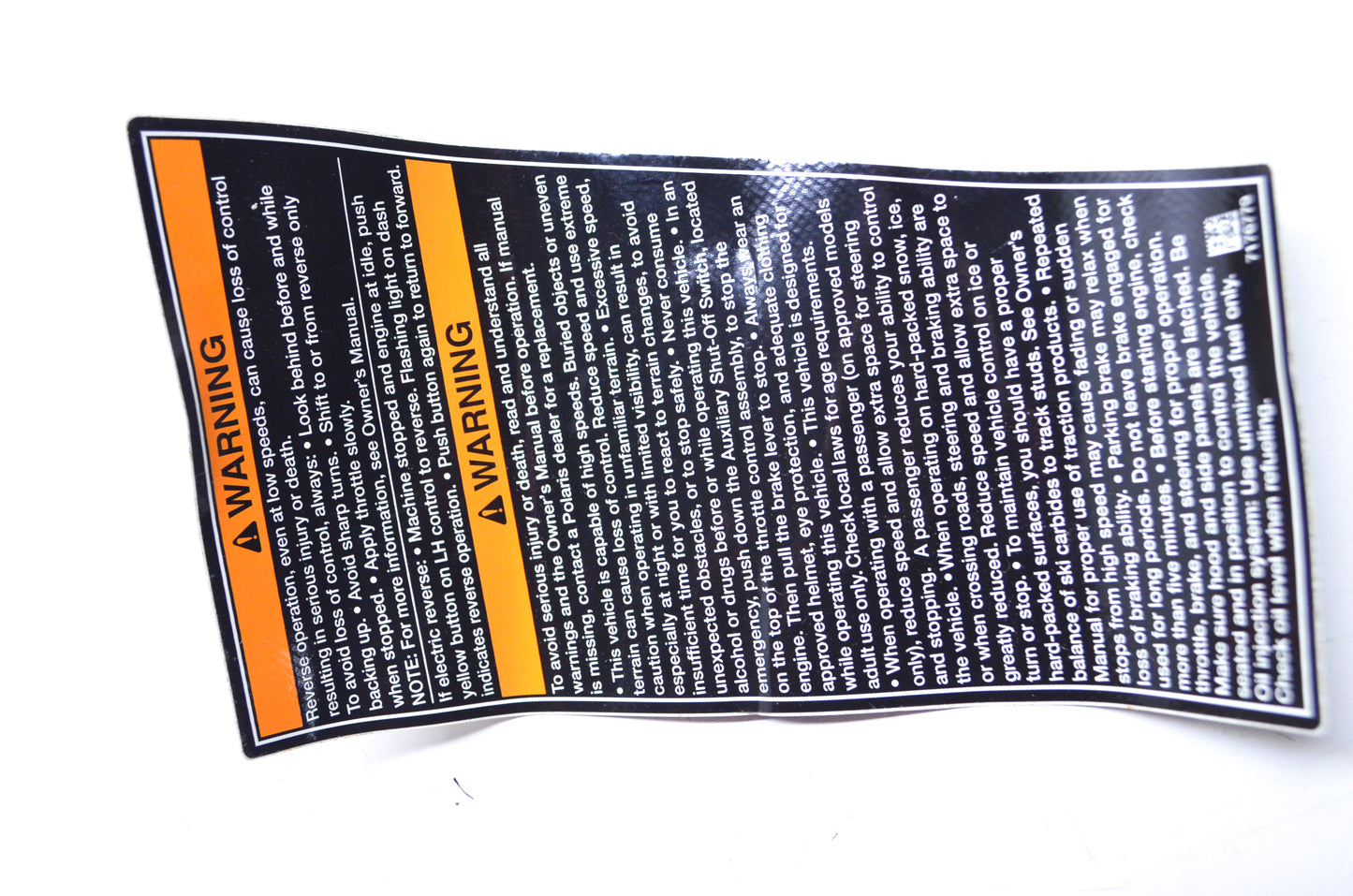 OEM Polaris 7176779 Left Reverse Warning Decal NOS