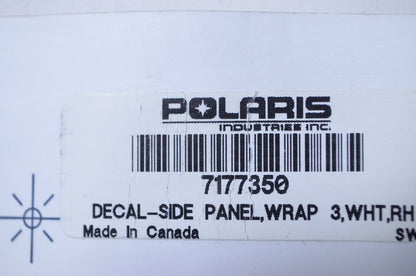OEM Polaris 7177350 Right Hand White Wrap 3 Side Panel Decal NOS