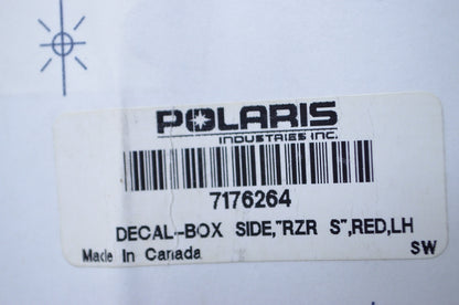 OEM Polaris 7176264 Left Box Side RZR S Decal NOS