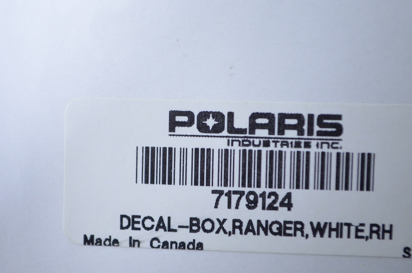 OEM Polaris 7179124 Right White Ranger Box Decal NOS