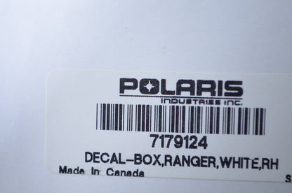 OEM Polaris 7179124 Right White Ranger Box Decal NOS