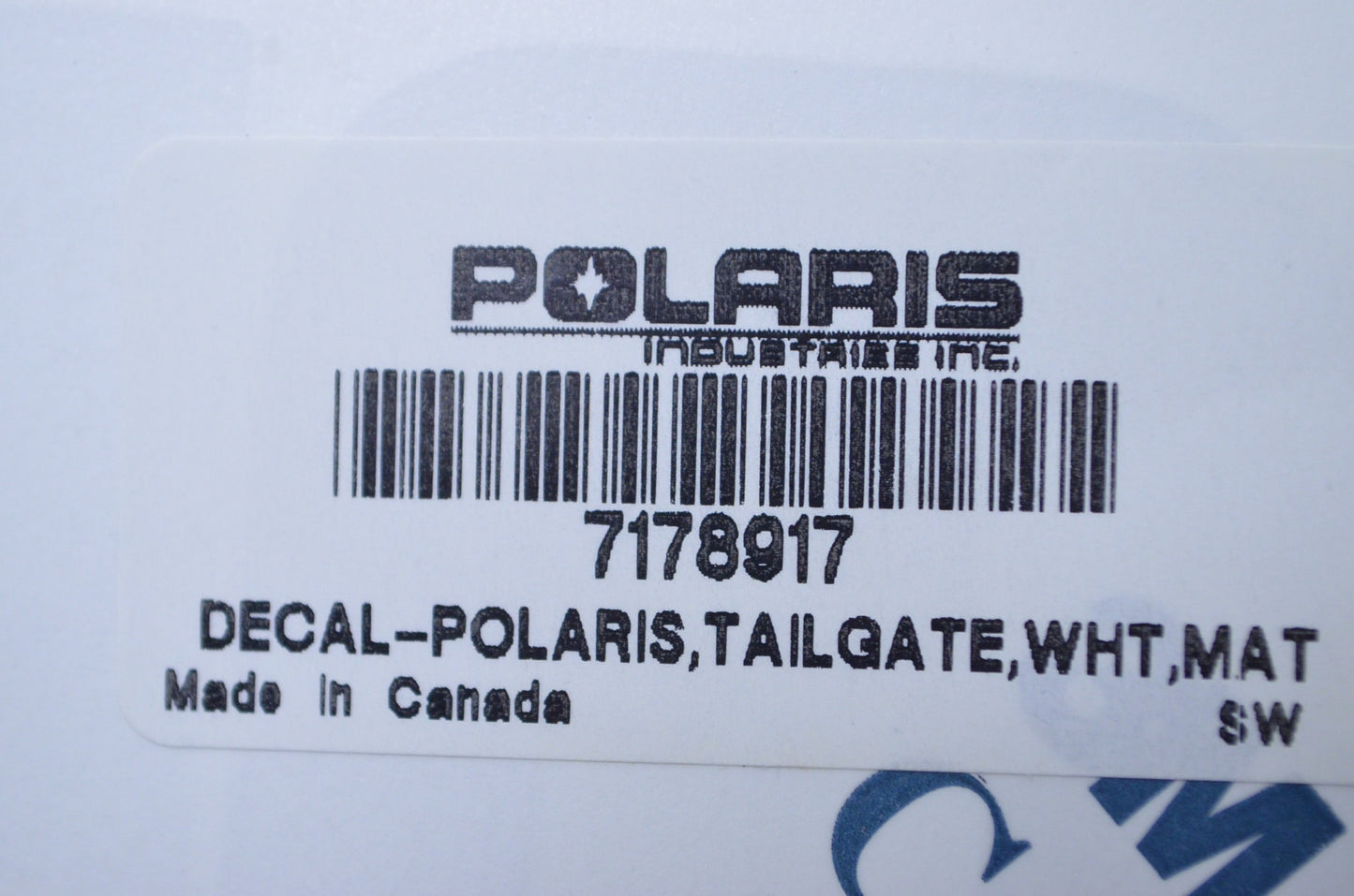 New OEM Polaris White Tailgate Decal NOS