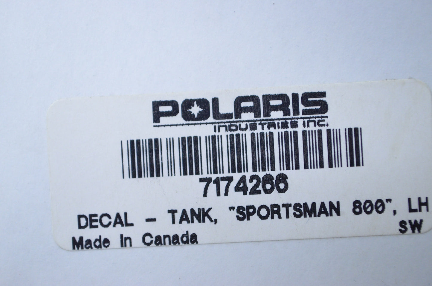 OEM Polaris 7174266 Left "Sportsman 800" Tank Decal NOS