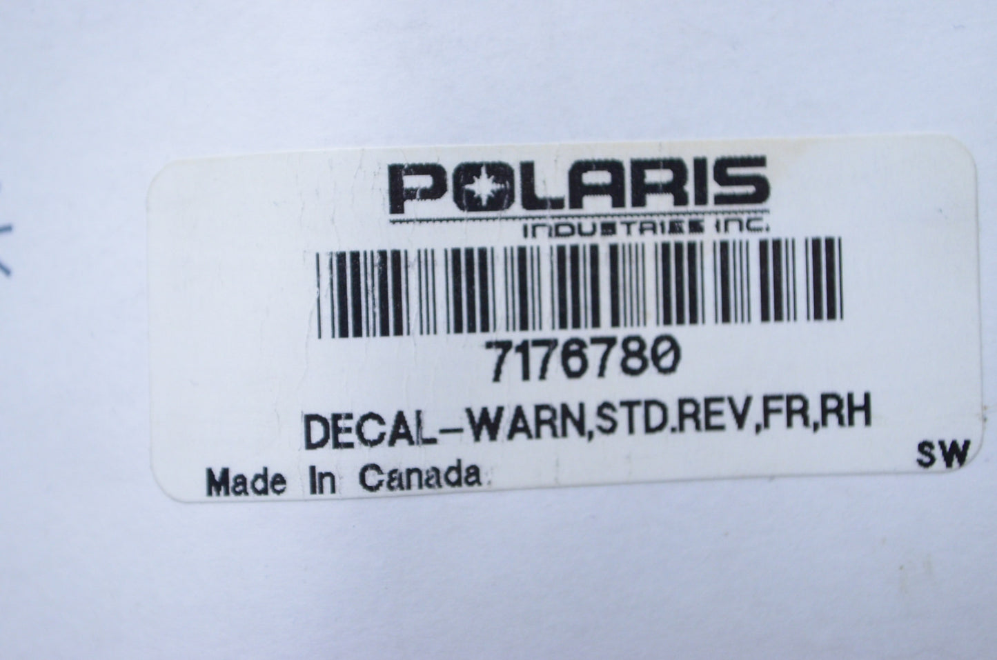 OEM Polaris 7176780 Front Right French Reverse Warning Decal NOS