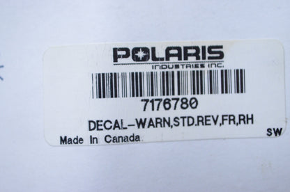 OEM Polaris 7176780 Front Right French Reverse Warning Decal NOS
