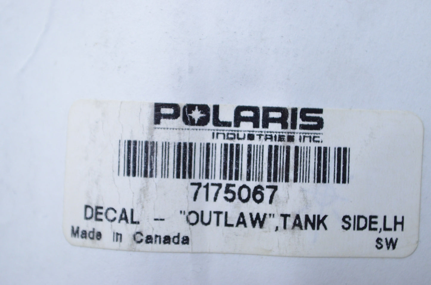 OEM Polaris 7175067 Left Tank Side Decal "Outlaw" NOS