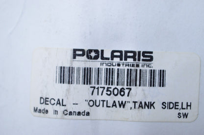 OEM Polaris 7175067 Left Tank Side Decal "Outlaw" NOS