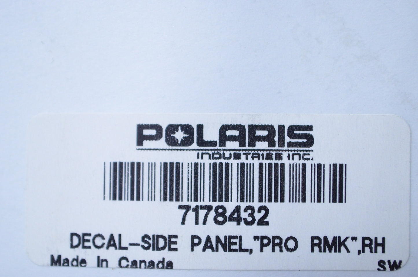 OEM Polaris 7178432 Right Hand "Pro RMK" Side Panel Decal NOS