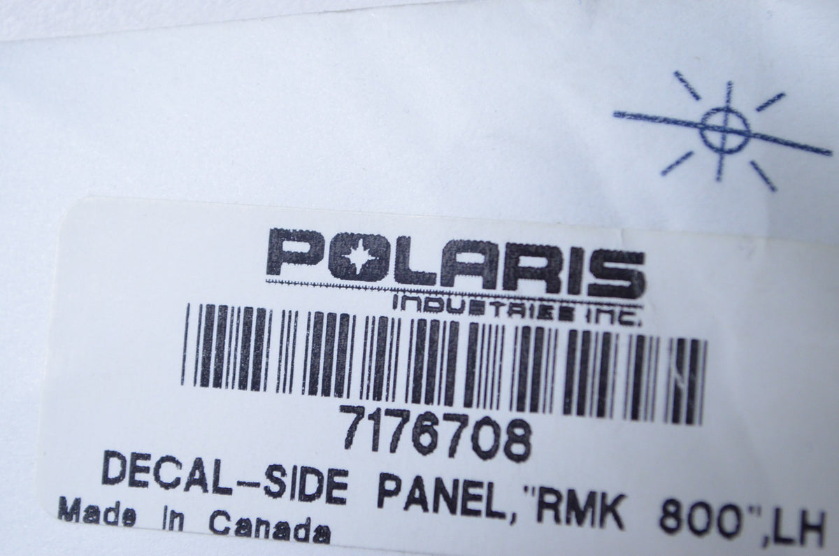 OEM Polaris 7176708 Left Hand Side Panel "RMK 800" Decal NOS
