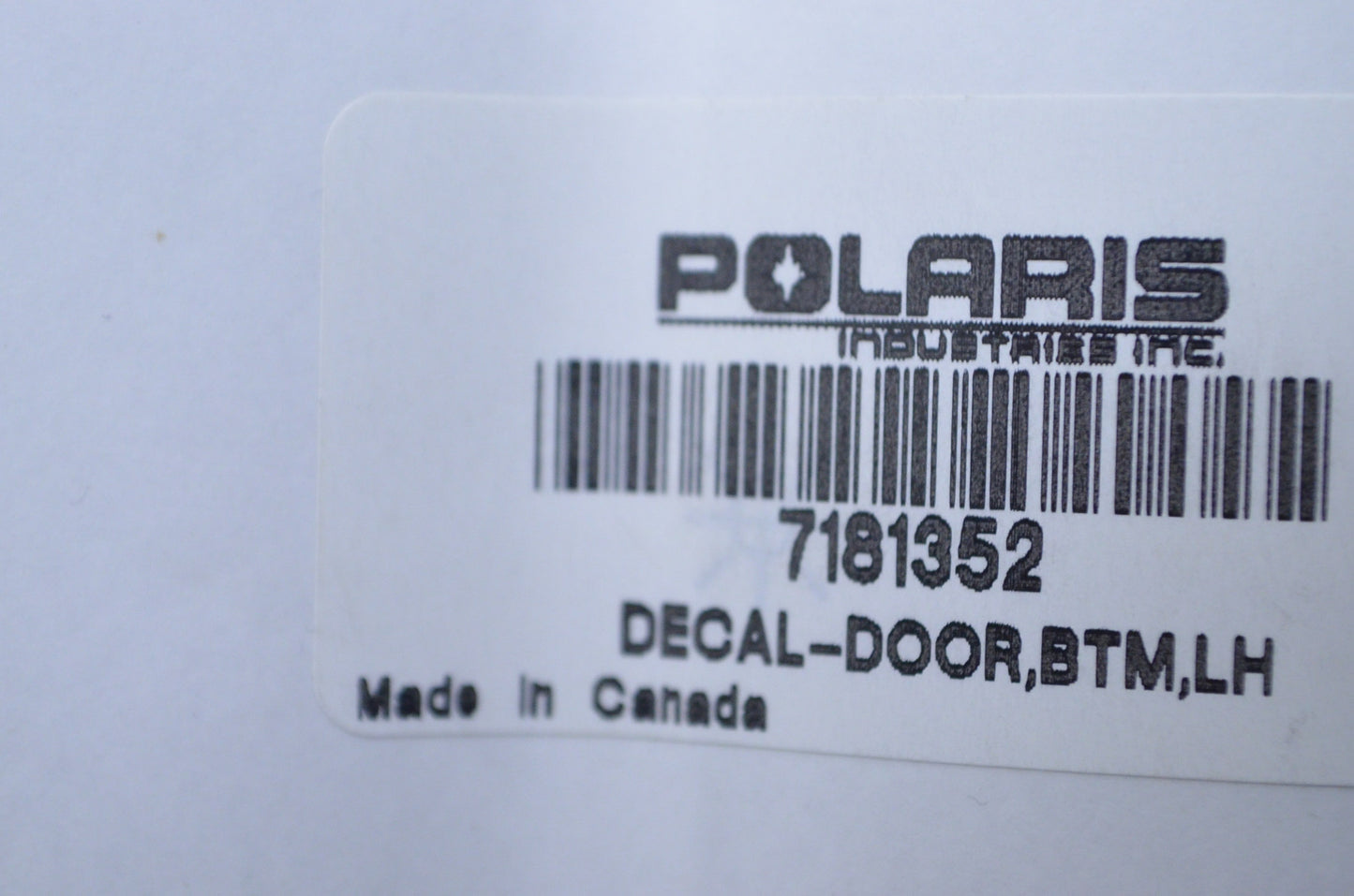 OEM Polaris 7181352 Left Hand Bottom Door Decal NOS