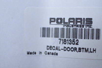 OEM Polaris 7181352 Left Hand Bottom Door Decal NOS