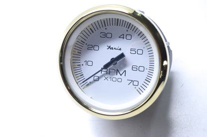 New Faria Gold Series 7000 RPM Outboard Boat Gauge NOS