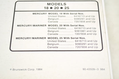 OEM Mercury 18.20.25 HP Service Manual
