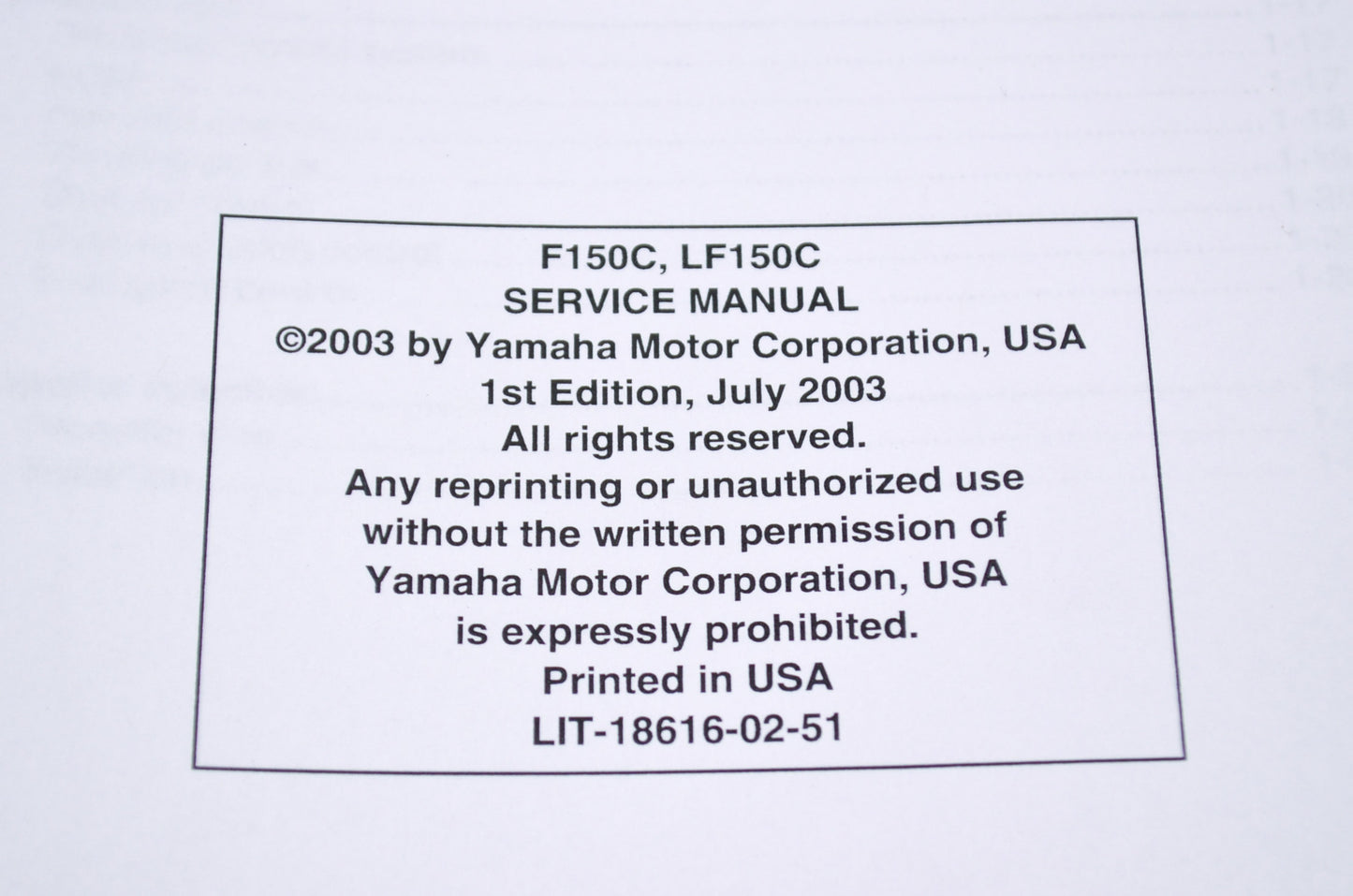 OEM Yamaha F150C/LF150C Service Manual