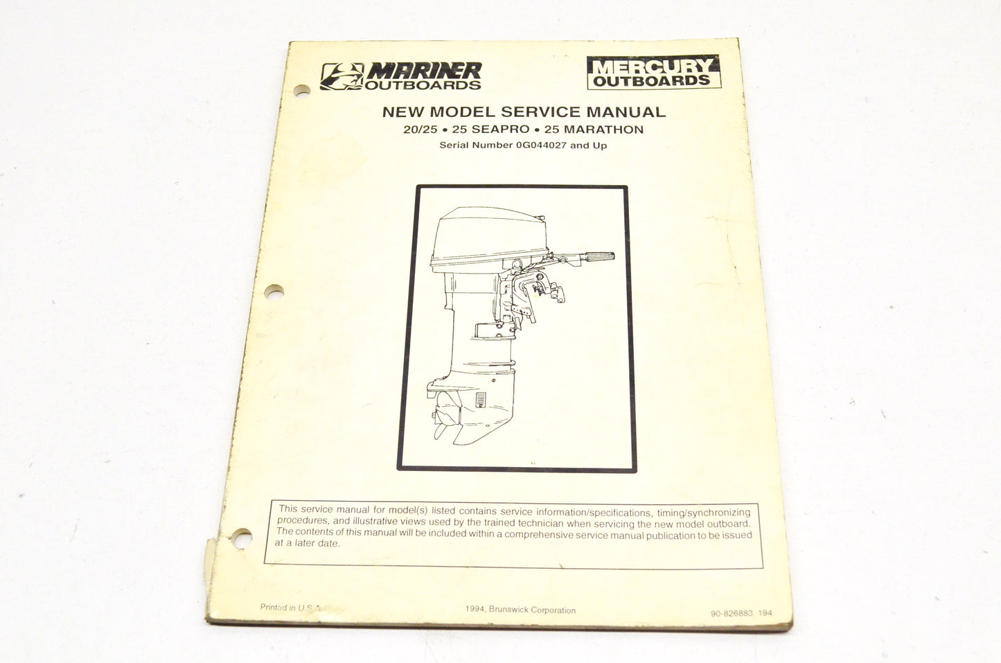 OEM Mercury 20/25, 25 Seapro, 25 Marathon Service Manual