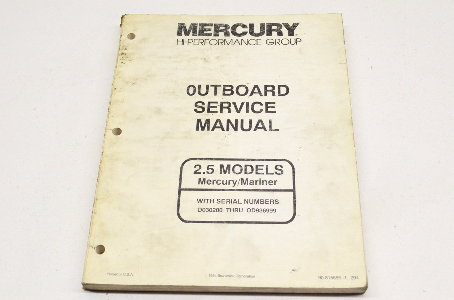 OEM Mercury 90-815595-1, 90-815595--1 Outboard Service Manual 2.5 Models