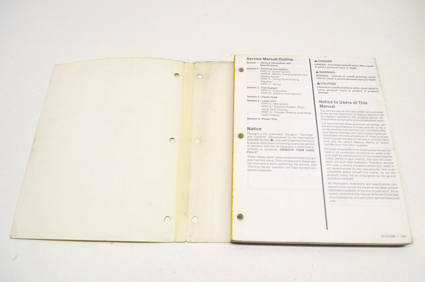 OEM Mercury 90-815595-1, 90-815595--1 Outboard Service Manual 2.5 Models