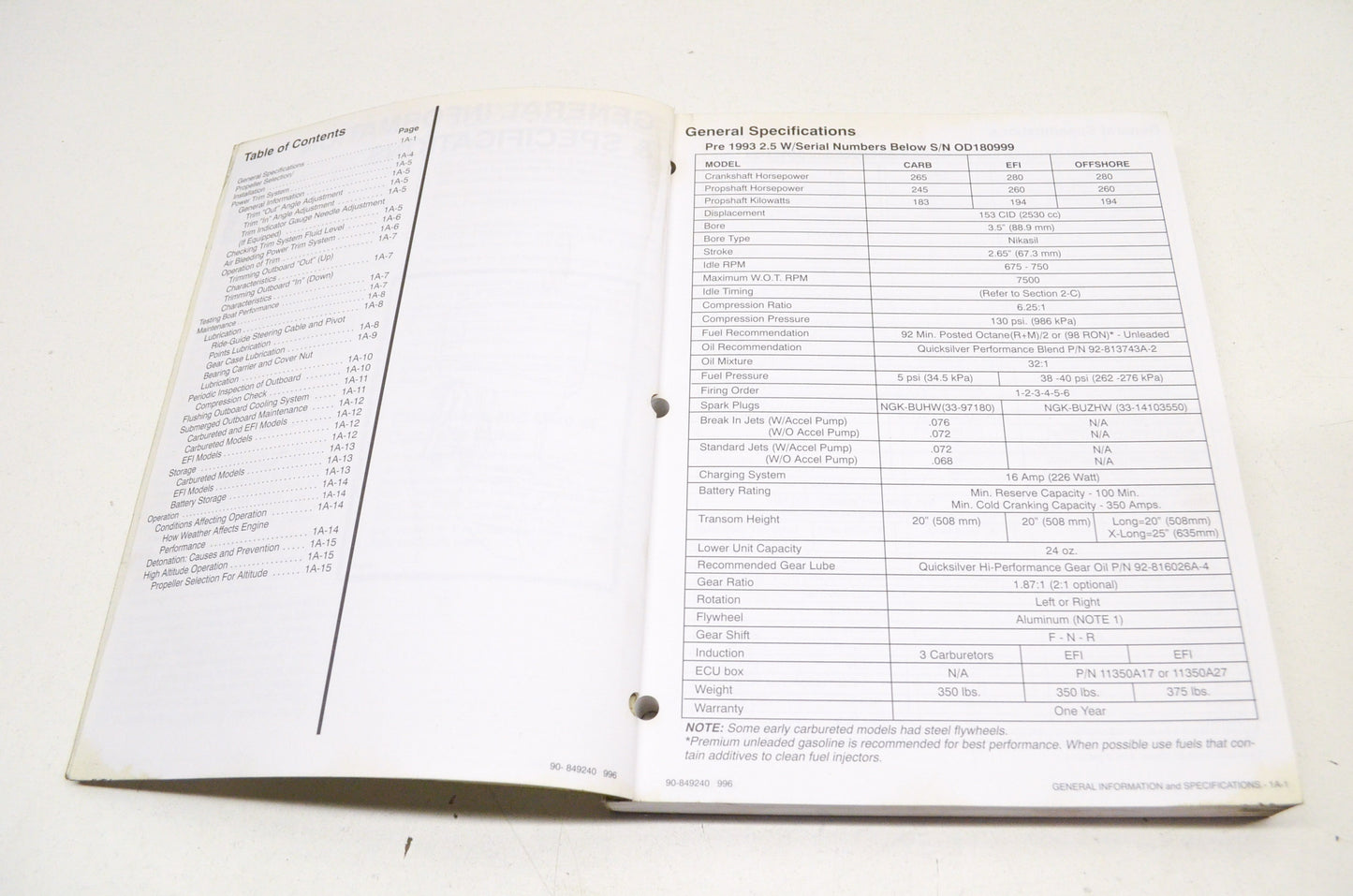 OEM Mercury 90-849240 2.5 Models /Mariner Outboard Service Manual