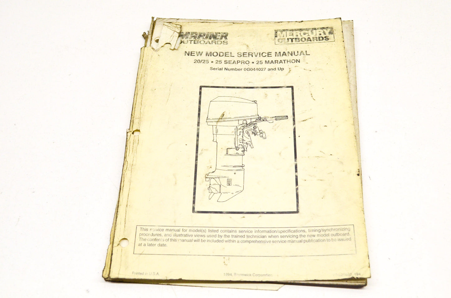 OEM Mercury 90-826883 20/25, 25 Seapro, 25 Marathon Service Manual