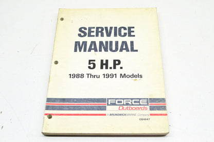 Force Outboards OB4647 5 HP 1988 Thru 1991 Models Service Manual