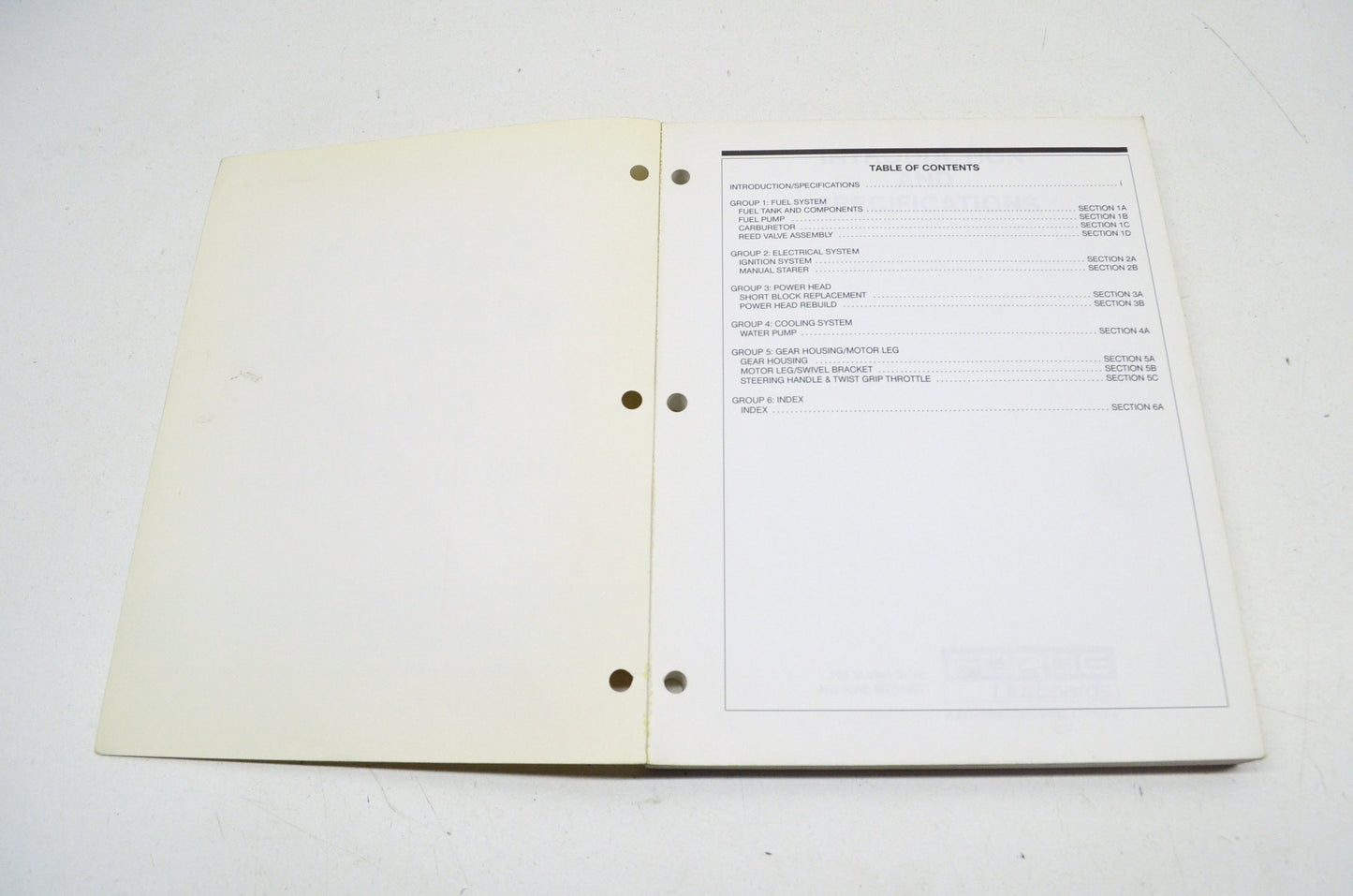 Force Outboards OB4647 5 HP 1988 Thru 1991 Models Service Manual
