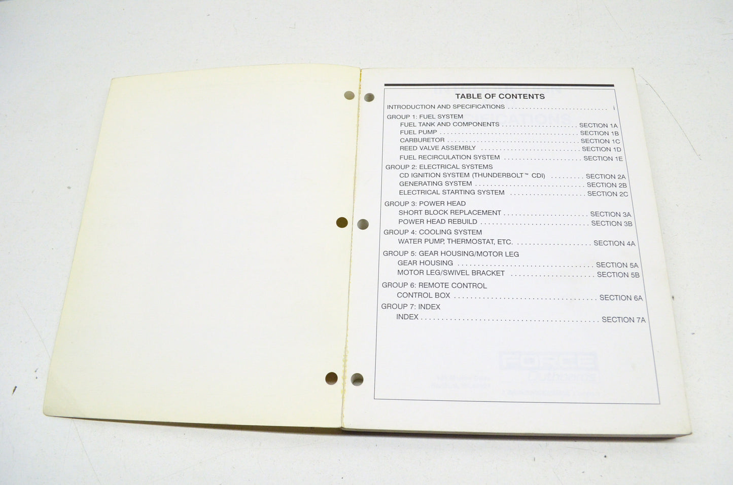 Force Outboards 70 HP 1991 Models Service Manual