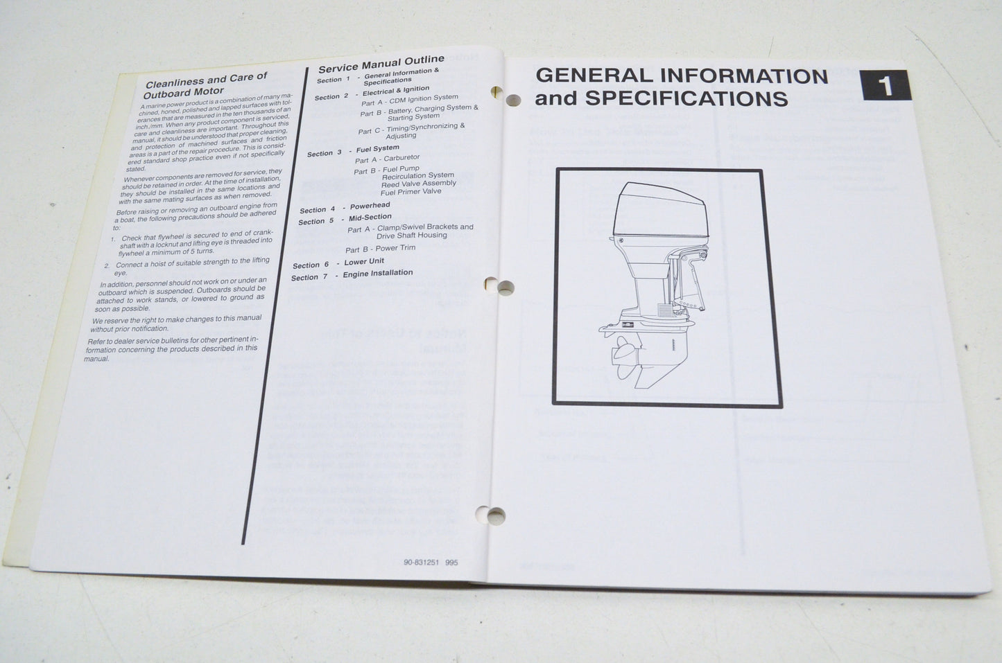 Force Outboards 90-831251R2 75 HP 1996 thru 1998 Service Manual NOS