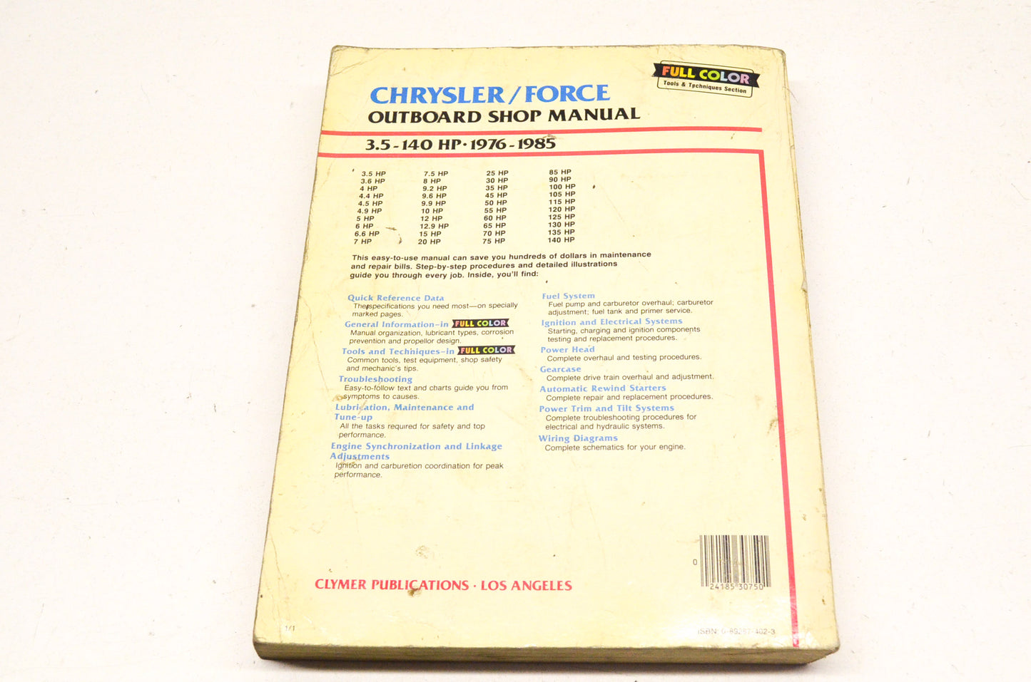 Clymer Chrysler/Force 3.5-140 HP 1976-1985 Outboard Shop Manual