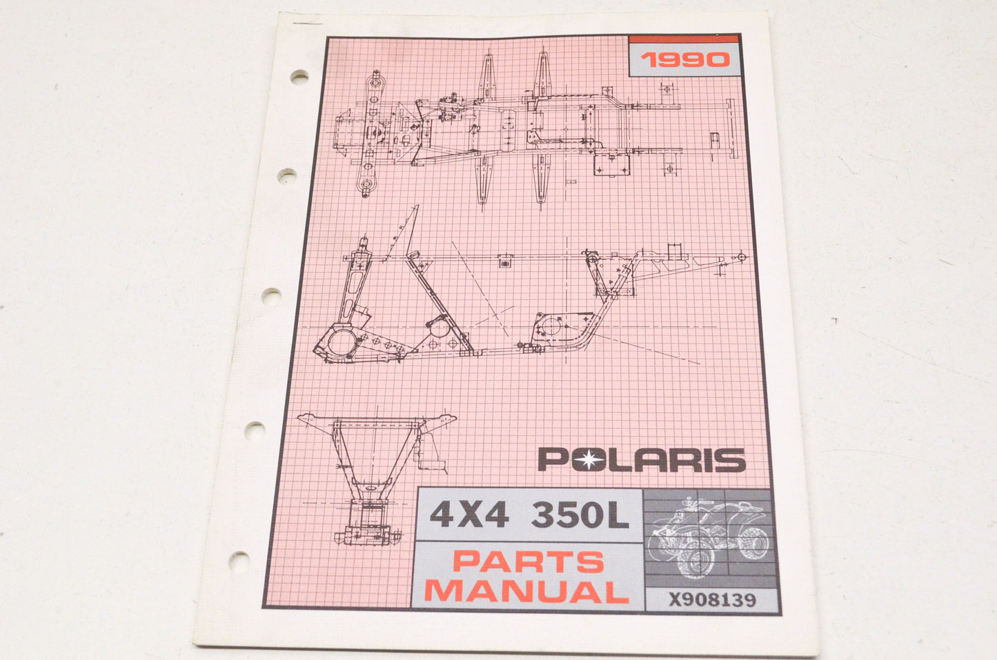 OEM Polaris 9911854 1990 4X4 350L Parts Manual NOS