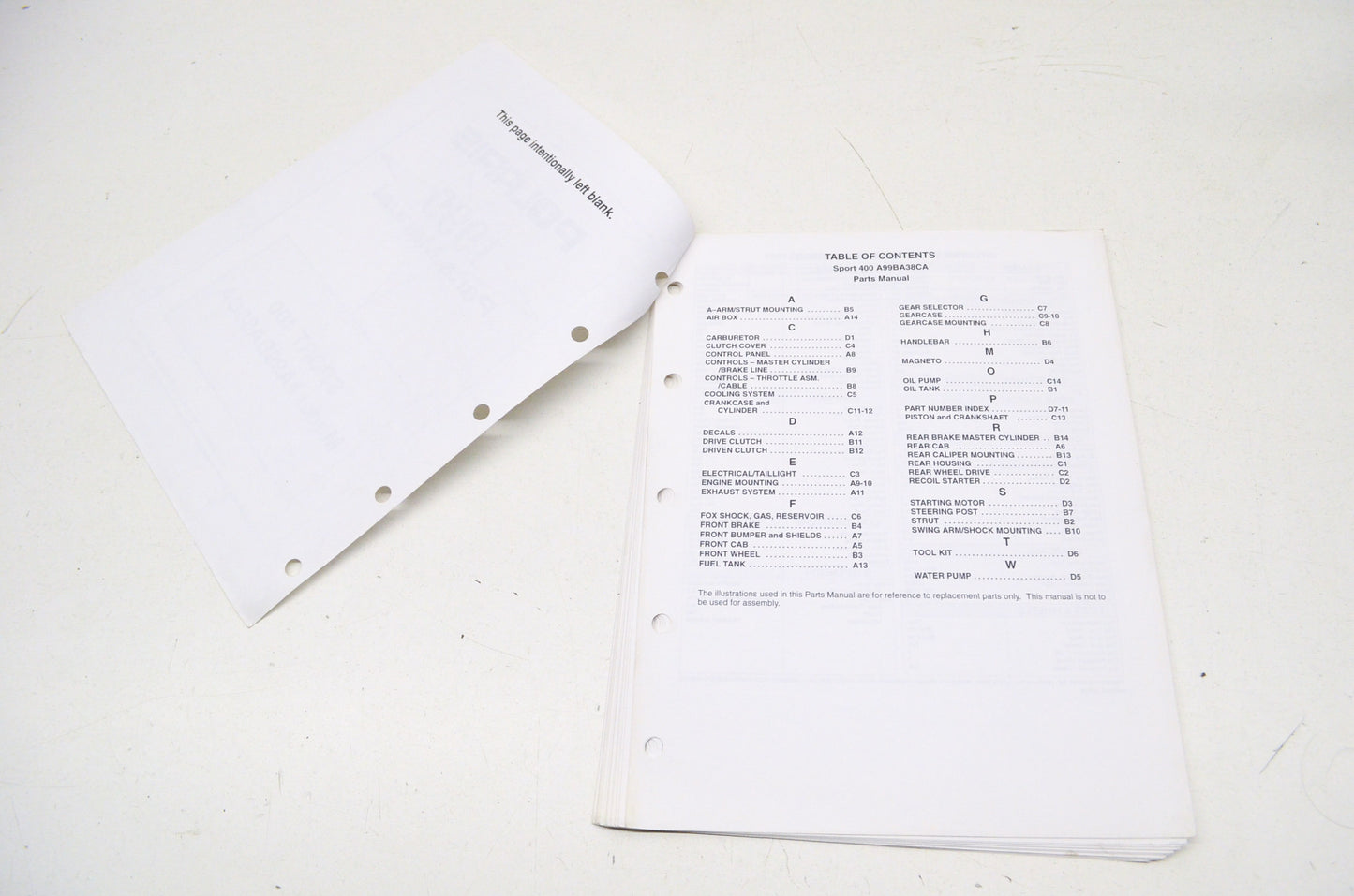 OEM Polaris 1999 Sport 400 Parts Manual