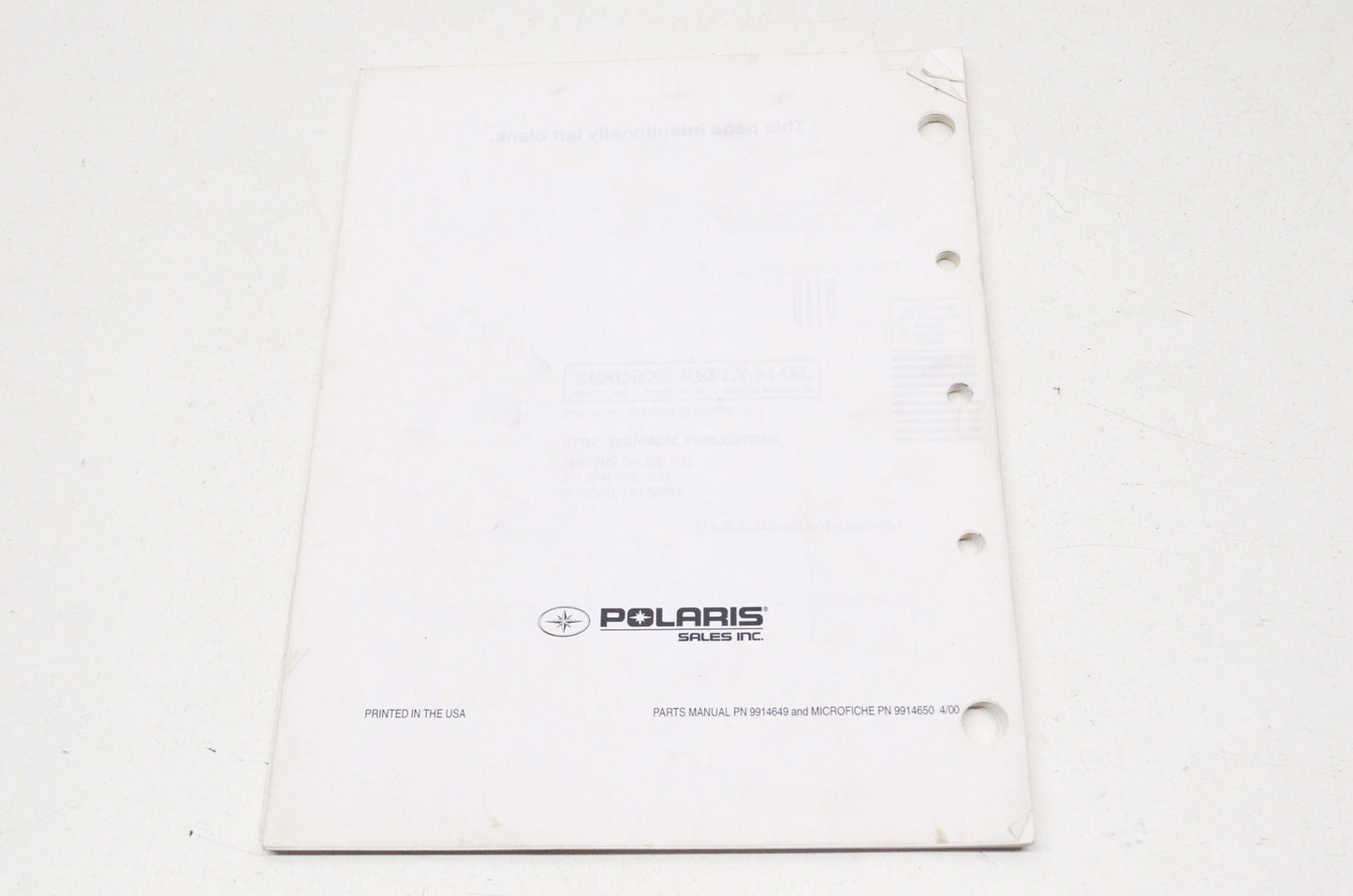 OEM Polaris 2001 Ranger Parts Manual