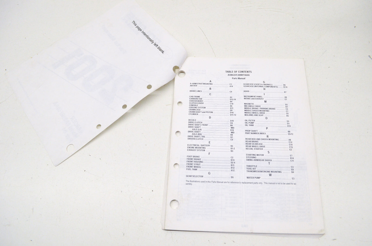 OEM Polaris 2001 Ranger Parts Manual